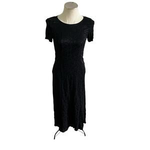Vtg Y2K 2000s Black Floral Gothic Maxi Dress Wmns 6 Whimsygoth Fairy Grunge